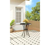 Living And Home Cloud Hollowed Out Round Patio Dining Table With Umbrella Hole In Black Black One Size