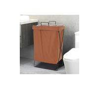 Living and Home Collapsible PU Leather Laundry Hamper with Metal Frame - Brown
