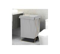 Living and Home Collapsible PU Leather Laundry Hamper with Metal Frame - Grey
