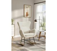 Living and Home Comfy Netural Bouclé Upholstered Rocking Accent Chair with High Backrest and Armrests - White - One Size