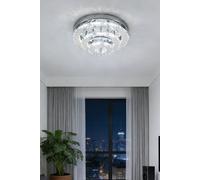 Living and Home Cool White Light 3-Tier Chic Crystal Ceiling Light with Chrome Finish in Silver Living and Home Silver
