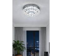 Living And Home Cool White Light 3-Tier Chic Crystal Ceiling Light With Chrome Finish In Silver Silver One Size