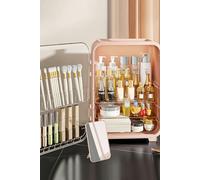 Living and Home Cosmetic Organizer Skincare Display Box Makeup Storage Case with Mirror - Pink