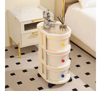 Living And Home Cream-Colored Three-Tier Movable Multi-Layer Drawer Storage Rack, 28Cm W X 42Cm D X 58Cm H