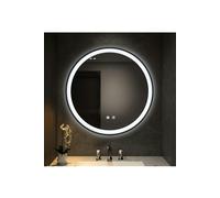 Living and Home D80cm Round Metal Framed LED Bathroom Wall Mirror - Black