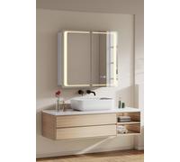 Living And Home Double-Door Bathroom Mirror Cabinet With Led Lighting In Silver Silver One Size