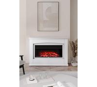 Living And Home Electric Fireplace With White Wooden Mantel White