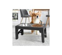 Living And Home Elevated Feeder With 2 Stainless Steel Bowls In Black Black