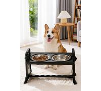 Living And Home Elevated Feeder With 2 Stainless Steel Bowls In Black Black