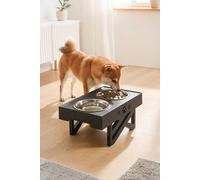 Living And Home Elevated Feeder With 2 Stainless Steel Bowls In Black Black