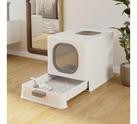 Living and Home Enclosed Folding Cat Litter Box Toilet with Scoop