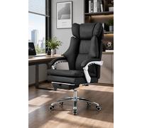 Living and Home Ergonomic Reclining Office Chair with Footrest and Adjustable Headrest in Black Living and Home Black