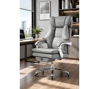 Living And Home Ergonomic Reclining Office Chair With Footrest And Adjustable Headrest In Grey Grey
