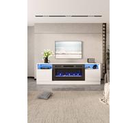 Living And Home Fireplace Tv Stand With 36" Electric Fireplace,led Light Entertainment Center,fireplace For The Living Room Tv Stand,white White One Size