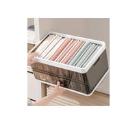 Living And Home Folding Clothes Organiser Wardrobe Drawer Storage Box With 9 Dividers & Lid In Brown Brown One Size