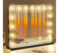 Living and Home Frameless Hollywood Vanity Mirror with 11 Dimmable Lights - 15 Black Bulbs - 15-Black