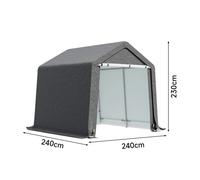 Living and Home Galvanized Tube Storage Shed Garden Shed in Grey - 8*8ft