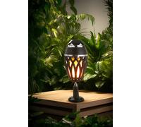 Living And Home Garden Glow Artistic Hollow Flame Outdoor Lantern In Black Black