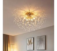 Living And Home Gold 6 Lights 50Cm Dandelion Crystal Flush Mount Ceiling Lights Modern Chandelier Lamp