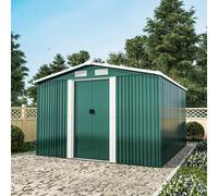 Living And Home Green Large Metal Shed Apex Roof Garden Tool Storage Shed With 2 Doors, 10X8Ft