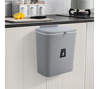 Living And Home Grey Door Hanging Kitchen Bin Trash Can Rubbish Dustbin Recycling Bin 9 L