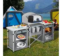 Living And Home Grey Folding Portable Outdoor Camping Kitchen Stand Unit Storage Bbq Cook Station W 175Cm
