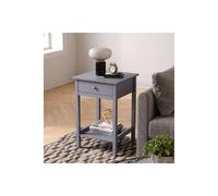 Living And Home Grey Side Table With Single Drawer And Round Solid Wood Handle Grey