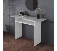 Living And Home Grey Tabletop White Frame Narrow Rectangular Console Table Desk End Bedside Table With Storage Shelf
