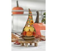 Living and Home Halloween Gnome Faceless Plush Doll with Printed Pumpkin Hat, Holding a Pumpkin Fun Tabletop & Shelf Decoration in Green Living and Home Green
