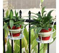 Living And Home Hanging Railing Round Plant Pot Rack Bold Mesh 22Cm D In White White