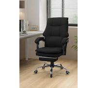 Living and Home Height-Adjustable Ergonomic Office Chair with Plush Seat, 135° Tilt & Footrest in Black Living and Home Black