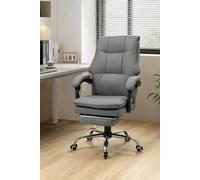 Living and Home Height-Adjustable Ergonomic Office Chair with Plush Seat, 135° Tilt & Footrest in Grey Living and Home Grey