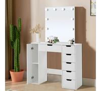 Living and Home Hollywood Dressing Table with LED Lighted Mirror
