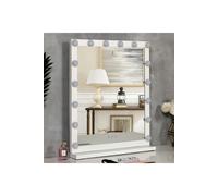Living and Home Hollywood Lighted Rectangular 3 Lighting Modes Makeup Mirror with Base - Natural White