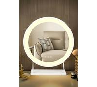 Living and Home Hollywood Makeup Mirror 3 Color Modes with LED Lights Desktop Round Vanity Mirror - White