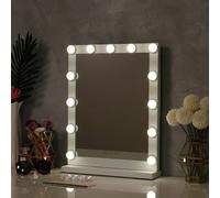 Living and Home Hollywood Style Lighted Rectangular Makeup Mirror with Base - 13 Light Bulbs