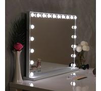 Living and Home Hollywood Style Lighted Rectangular Makeup Mirror with Base - 20 Light Bulbs