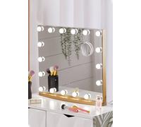 Living And Home Hollywood Vanity Mirror With 10X Magnifier Makeup Mirror Touch Adjustment 58*48Cm In Natural Natural One Size