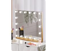 Living and Home Hollywood Vanity Mirror With 10X Magnifier Makeup Mirror Touch Adjustment 58*48CM in Natural Living and Home Natural