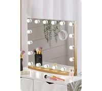 Living and Home Hollywood Vanity Mirror With 10X Magnifier Makeup Mirror Touch Adjustment 58*48CM - Natural Gold