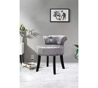 Living and Home Ice Velvet Upholstery Make Up Chair Dressing Footstool - Grey