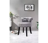 Living And Home Ice Velvet Upholstery Make Up Chair Dressing Footstool In Grey Grey One Size