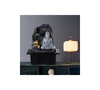 Living And Home Indoor Tabletop Water Fountain Buddha Decor In Grey Grey