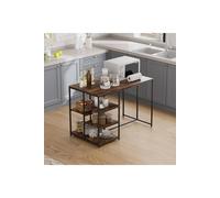 Living And Home Industrial Storage Kitchen Island Dining Island Table With 5 Shelves In Black Black