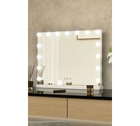Living and Home Large Hollywood Vanity Mirror with 15 Lights and USB Charging Port, Tabletop or Wall Mounted - Natural White
