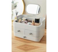 Living and Home Large Makeup Organizer with Mirror and Drawers - White