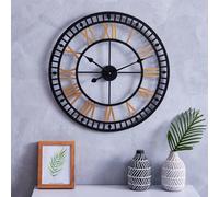 Living And Home Large Metal Decorative Modern Skeleton Wall Clock With Roman Numerals 80Cm