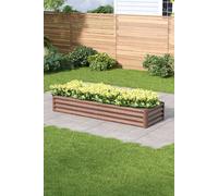 Living And Home Large Metal Raised Garden Bed Rectangular Galvanized Steel Multiple Sizes Brown Wooden Effect Planter Box For Outdoor, Patio, Greenhouse - 4X2Ft/5X2Ft/6X2Ft/6X3Ft Brown XL