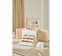 Living and Home Large Multi Tier Faux Leather Jewellery Storage Box with Handle - White