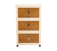 Living And Home Large Three-Tier Foldable Household Plastic Storage Cabinet/wardrobe With Wheels, 55.6Cm W X 31.5Cm D X 94Cm H